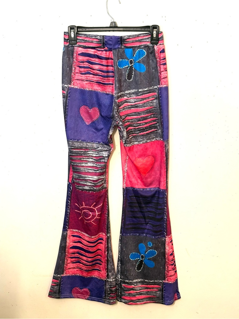 Colorblock Floral Patchwork Leggings — Pink & Blue - Picture 6 of 10